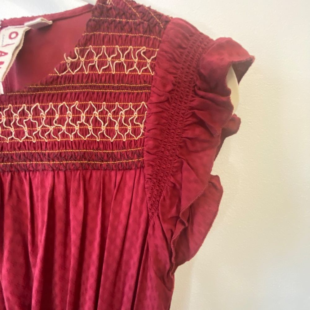 Dolan Boho smocked Dress with ruffle cap sleeves - Picture 3 of 4